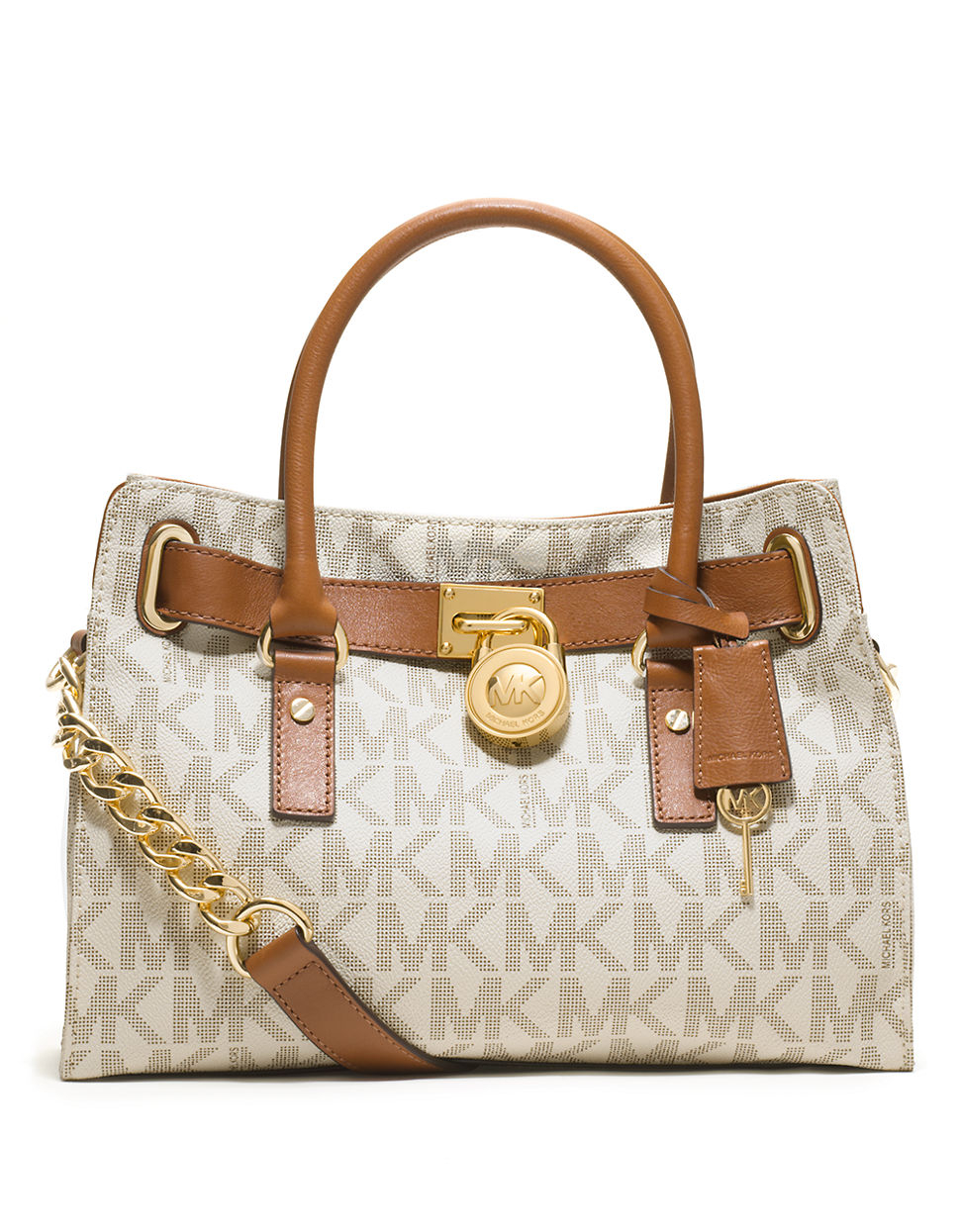 Michael Kors Hamilton Medium Logo Satchel In White Lyst Gallery