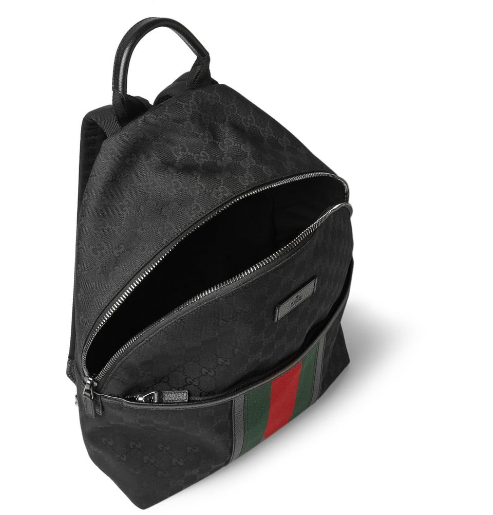 Gucci Leather-Trimmed Canvas Backpack in Black for Men | Lyst