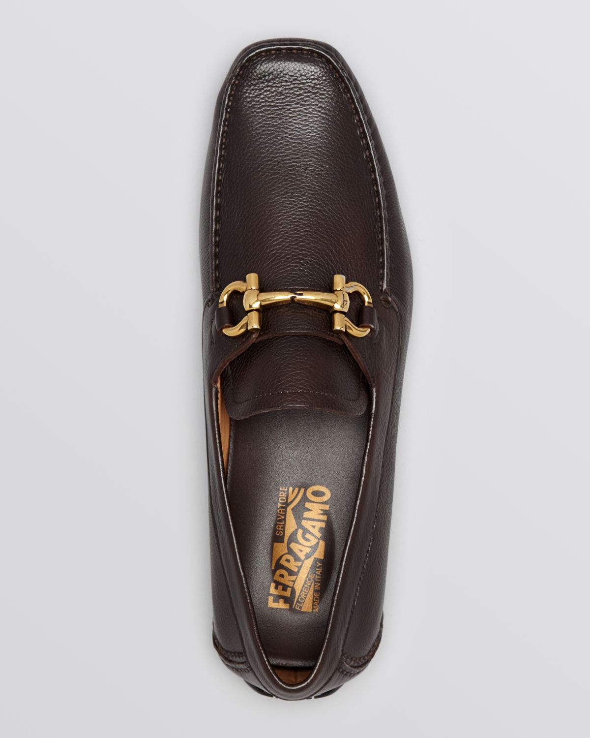 Ferragamo Parigi Pebbled Leather Driving Loafers in Brown for Men | Lyst