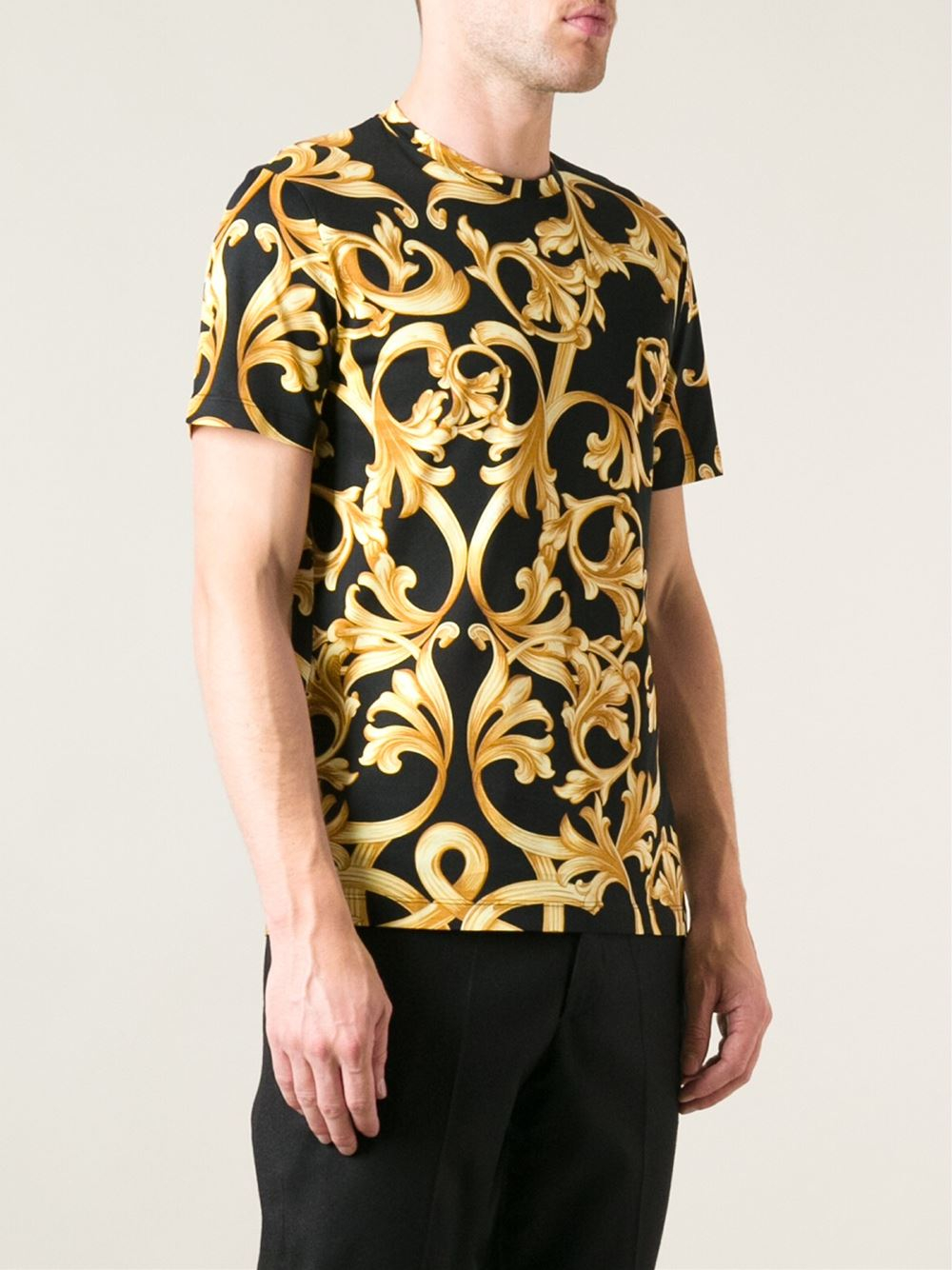 Versace Long Sleeve Constellations T-shirt in Black for Men | Lyst