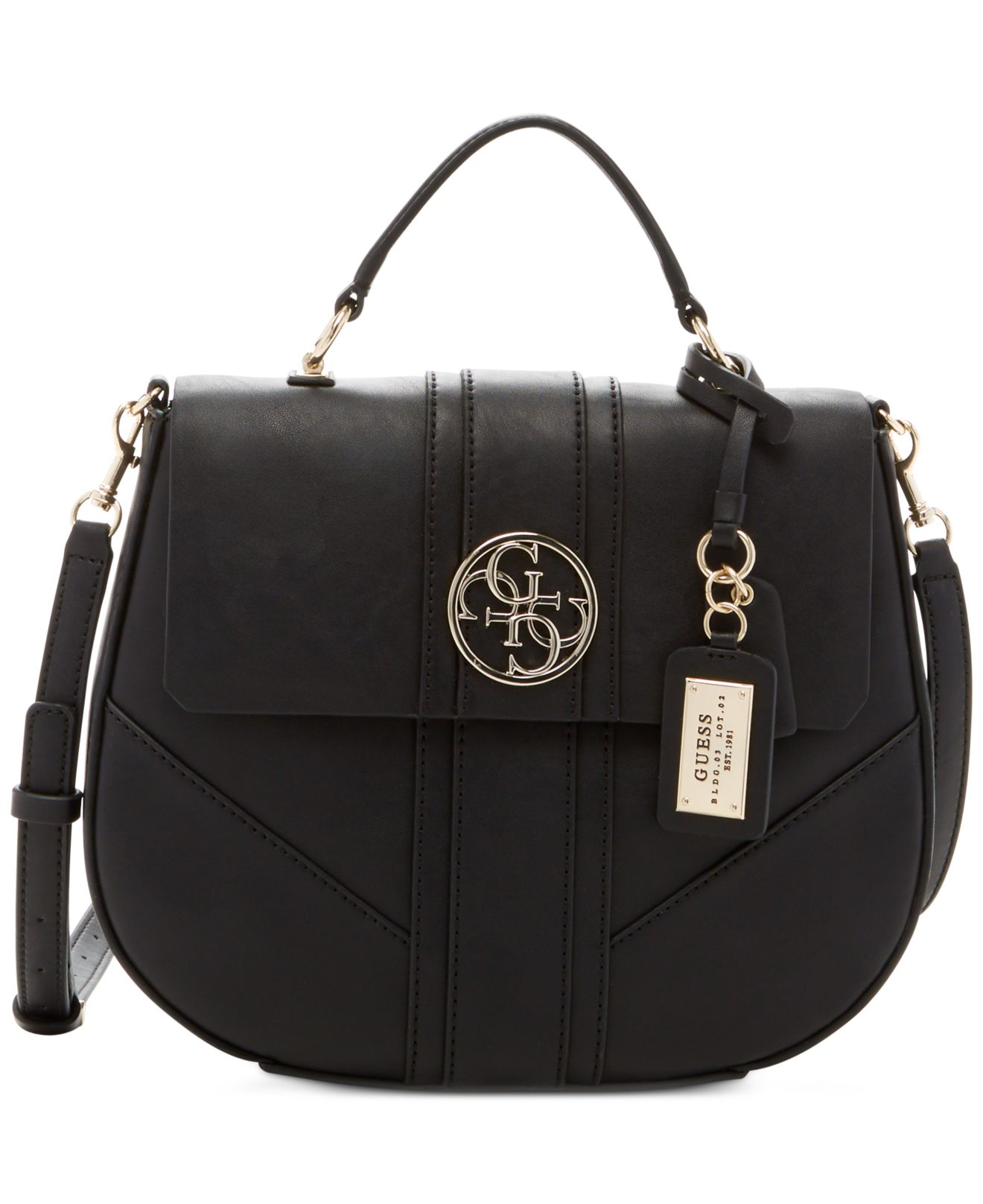 Lyst Guess Lena Top Handle Crossbody Saddle Bag In Black Gallery