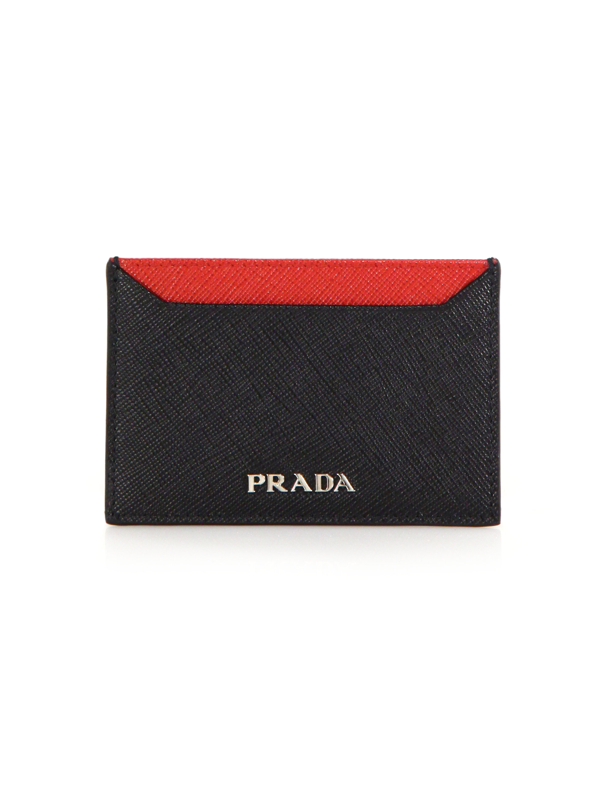 Prada Saffiano Bicolor Card Case in Black for Men (nero) | Lyst