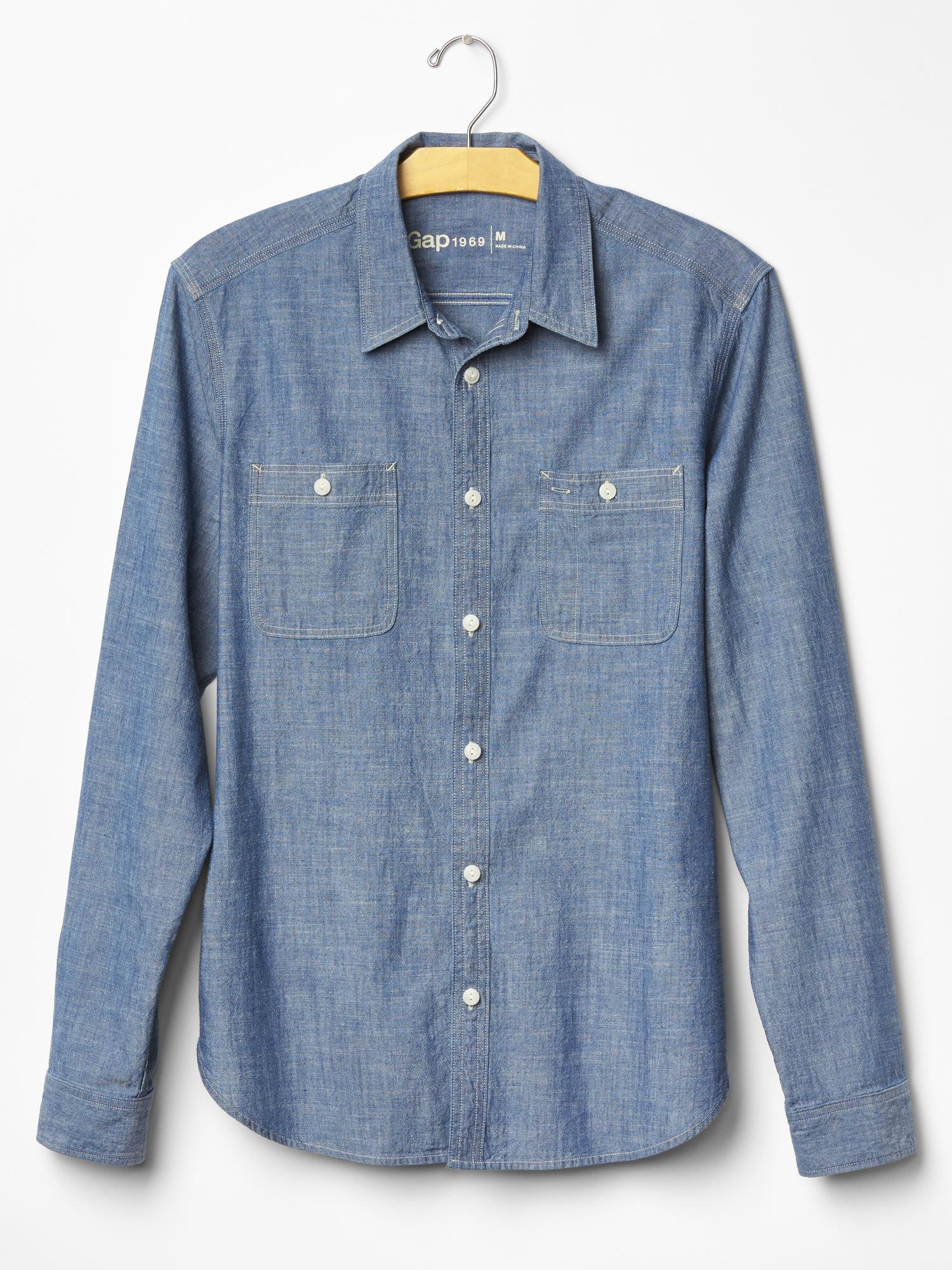 Gap | Blue Chambray Iconic Worker Shirt for Men | Lyst