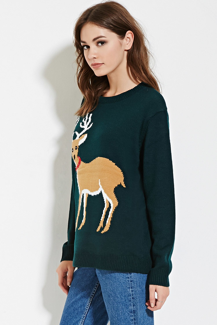 Lyst Forever 21 Light up Reindeer Graphic Sweater  in Green