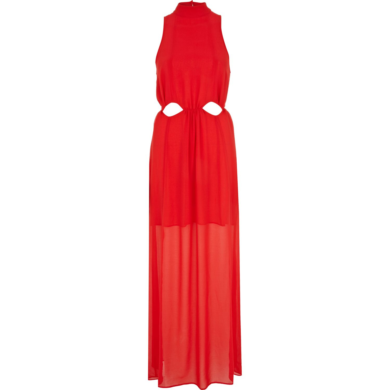 River Island Red Chelsea Girl High Neck Cut Out Maxi Dress in Red | Lyst