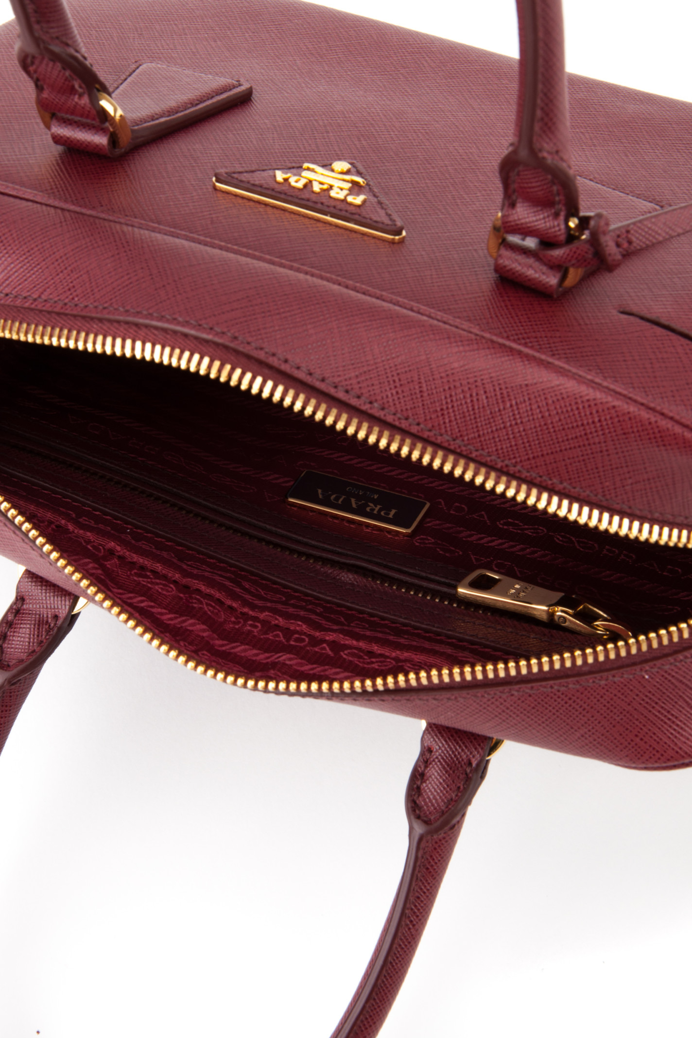 Prada Saffiano Lux Bowling Bag in Red (CERISE) | Lyst  