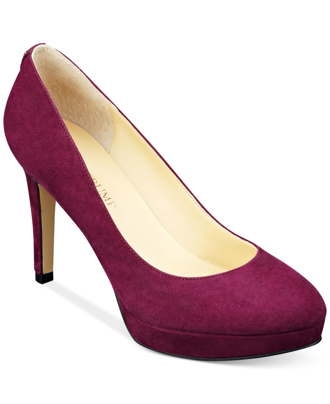 purple platform pumps