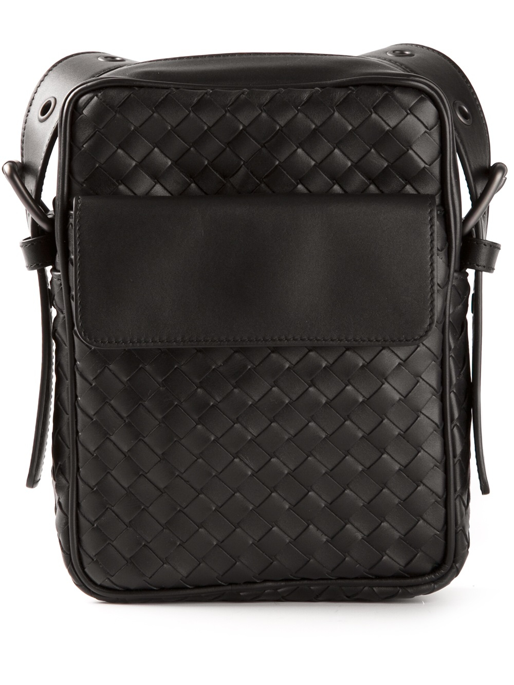 Bottega Veneta Woven Small Messenger Bag in Black for Men - Lyst