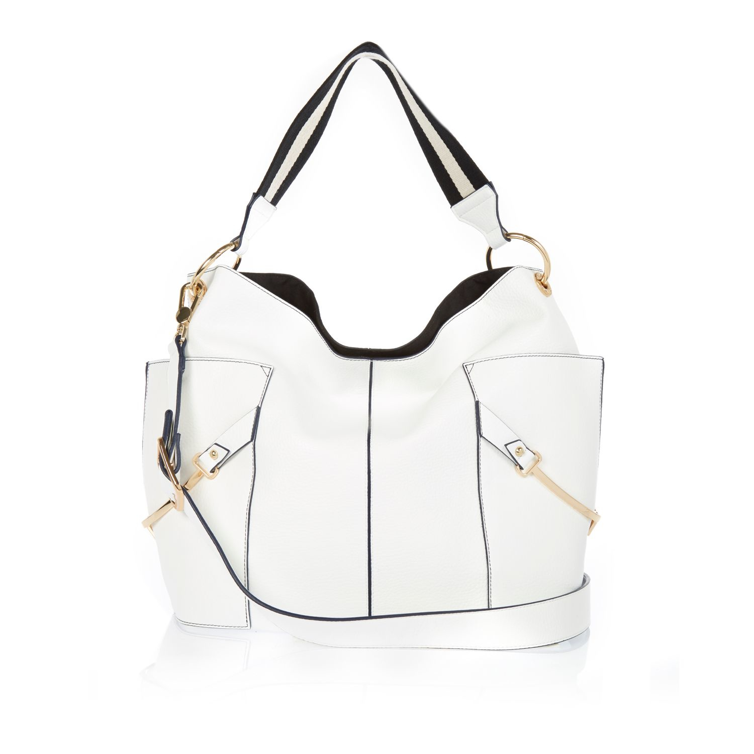 Lyst River Island Navy Slouchy Two Tone Handbag in White