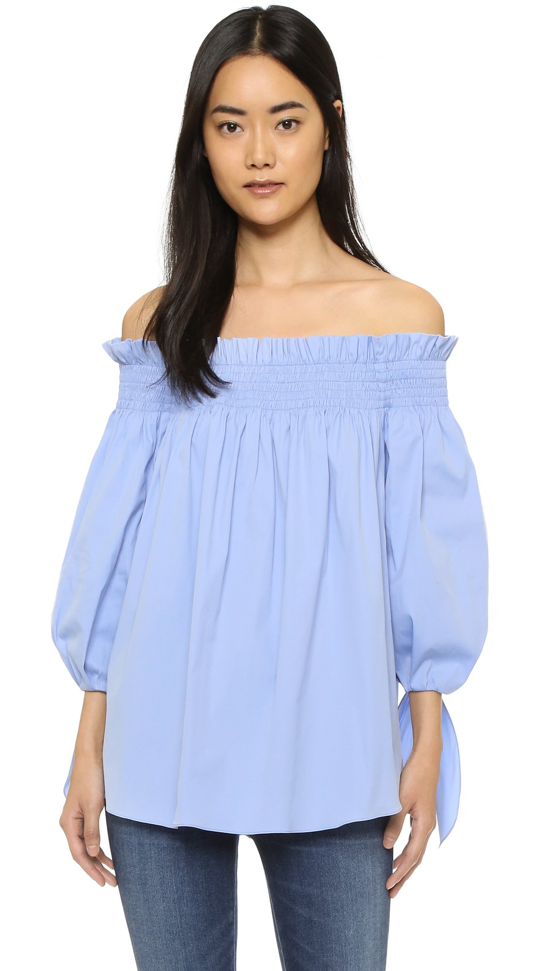 baby blue off shoulder top