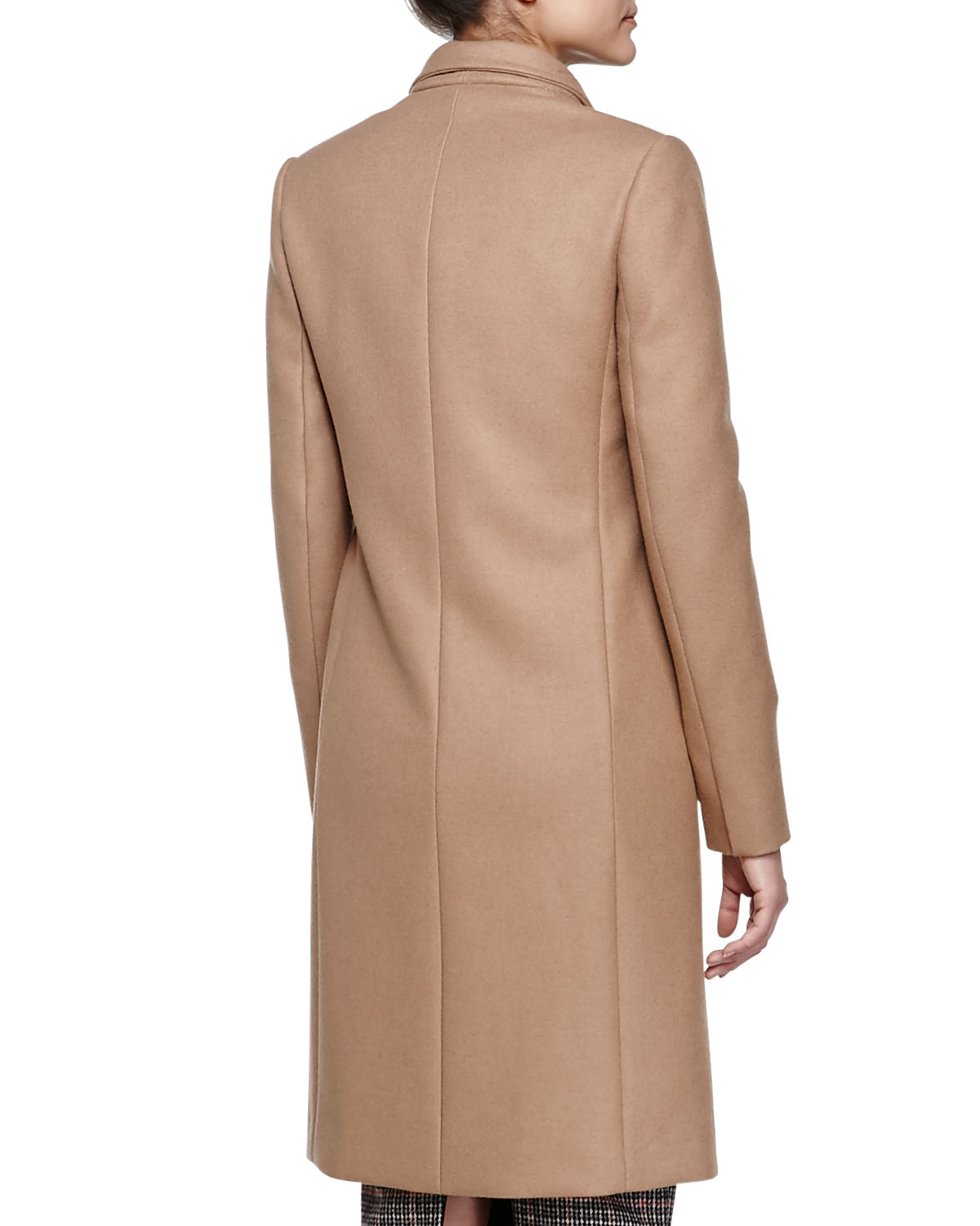 Victoria beckham Double-Breasted Wool Twill Coat in Brown | Lyst