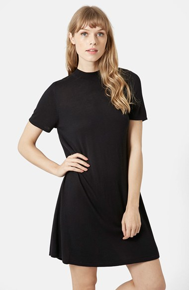 Topshop Half Sleeve Swing Dress in Black | Lyst