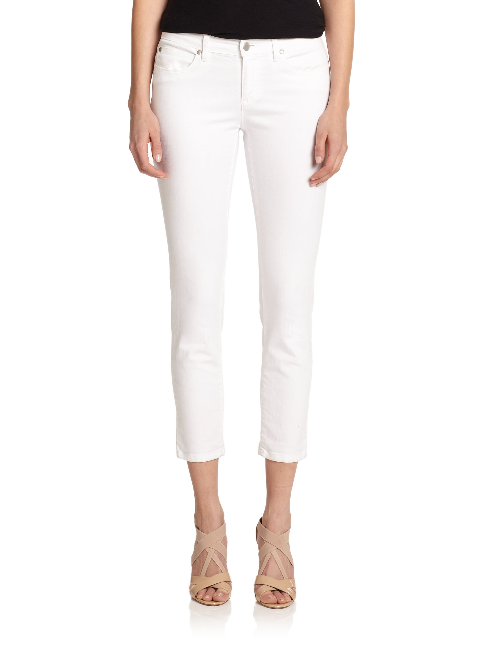 Eileen fisher Skinny Cropped Jeans in White | Lyst