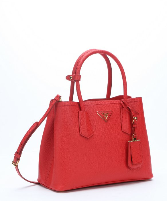 Prada Red Saffiano Leather Convertible Top Handle Bag in Khaki ...