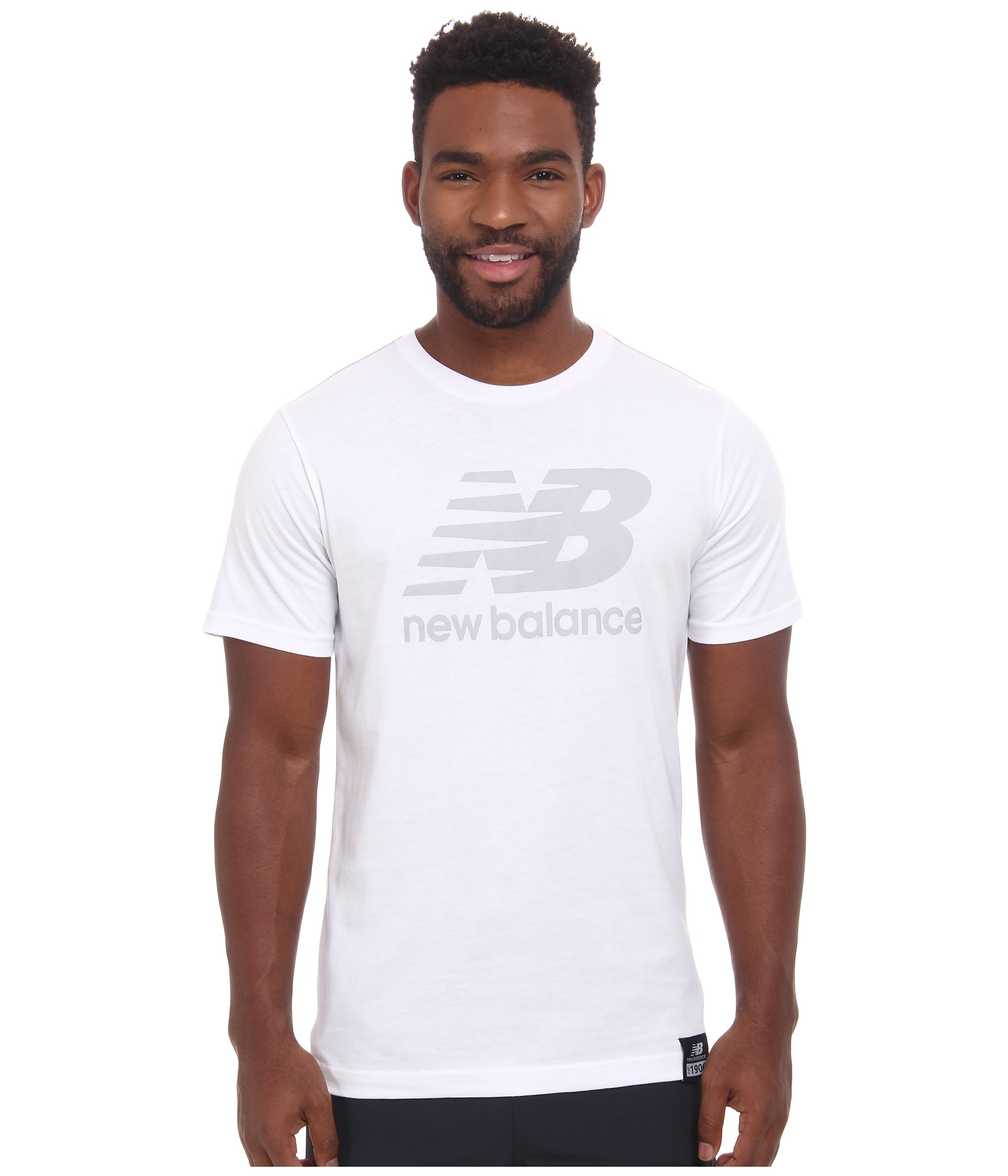 Lyst - New Balance Short Sleeve Logo Tee in White for Men