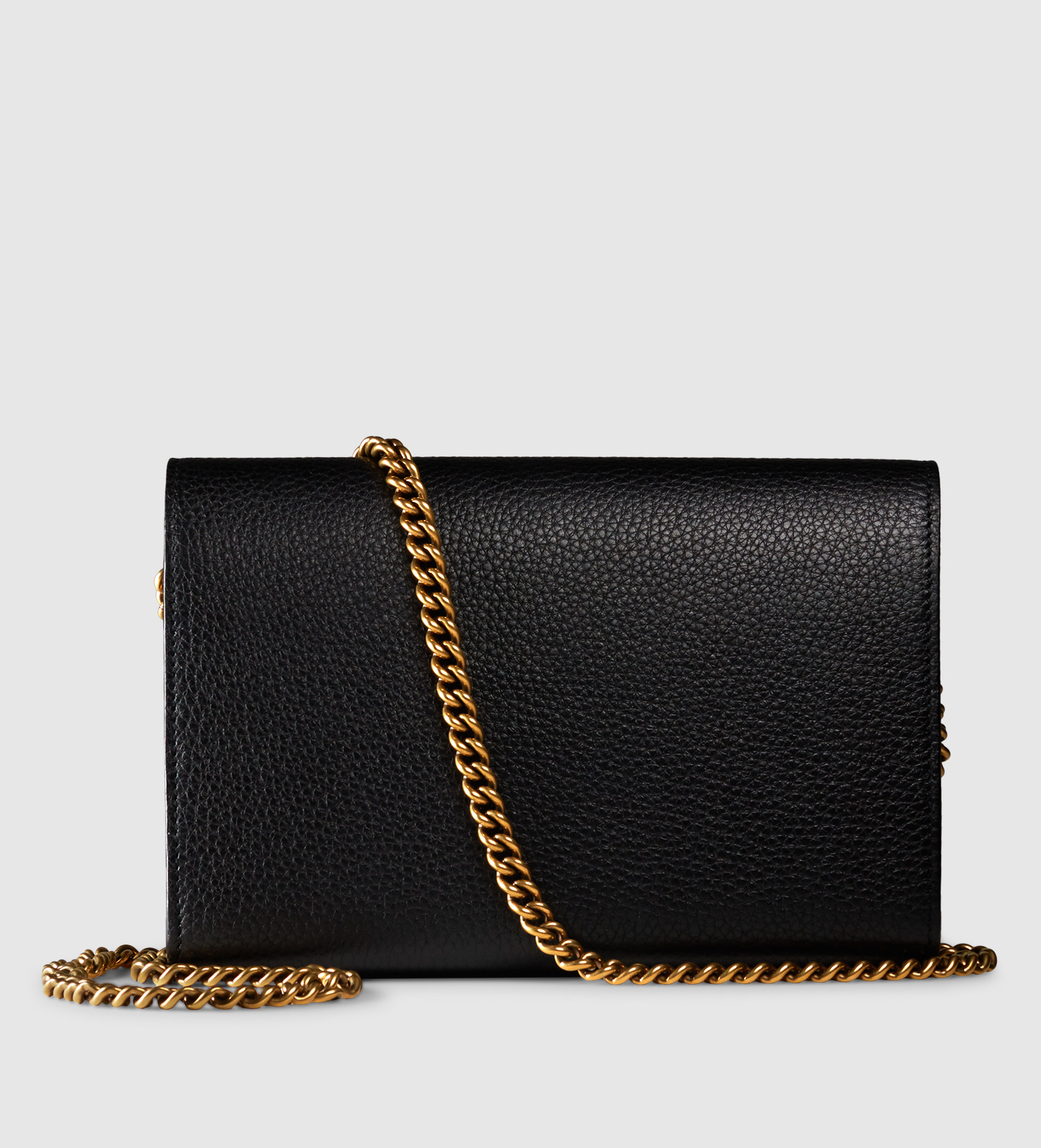 Gucci Gg Marmont Leather Chain Wallet in Black | Lyst