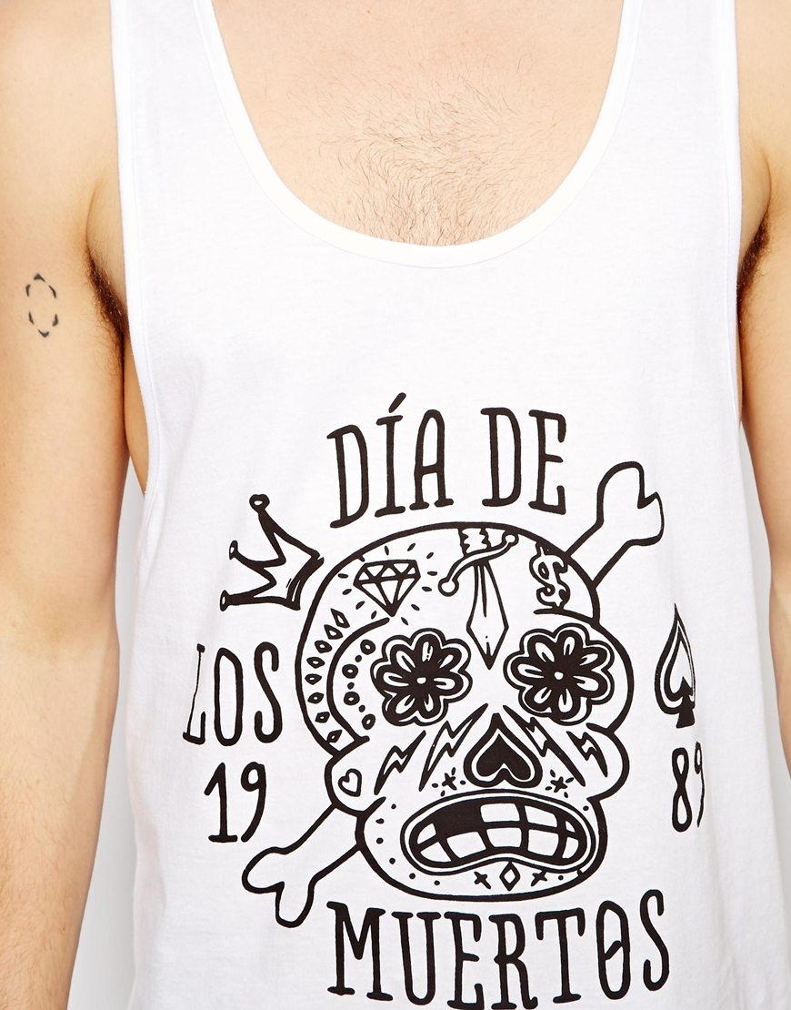 Lyst Asos Vest With Mexican Skull Print And Extreme Racer Back in
