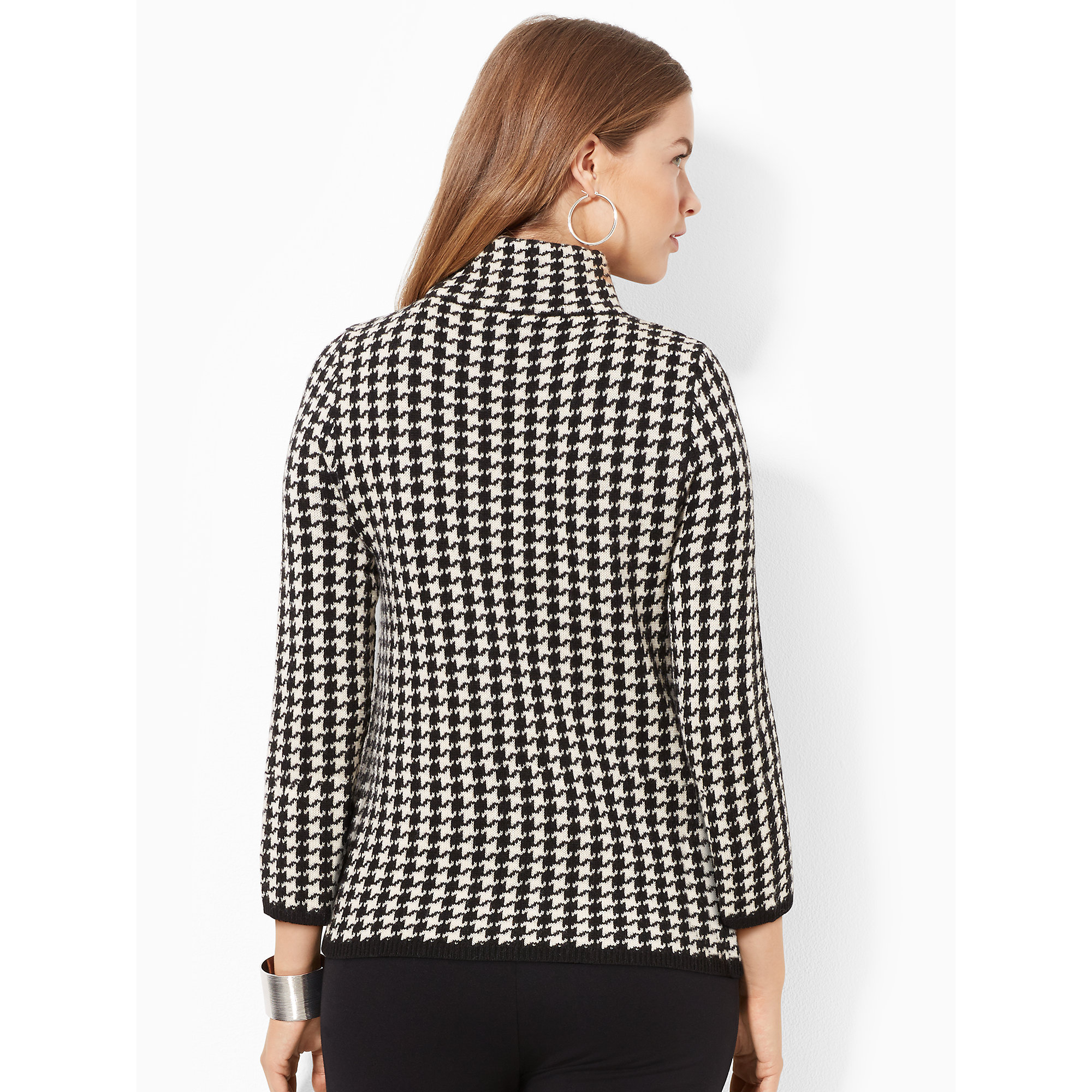 Lyst Ralph Lauren Houndstooth Turtleneck Sweater in Black