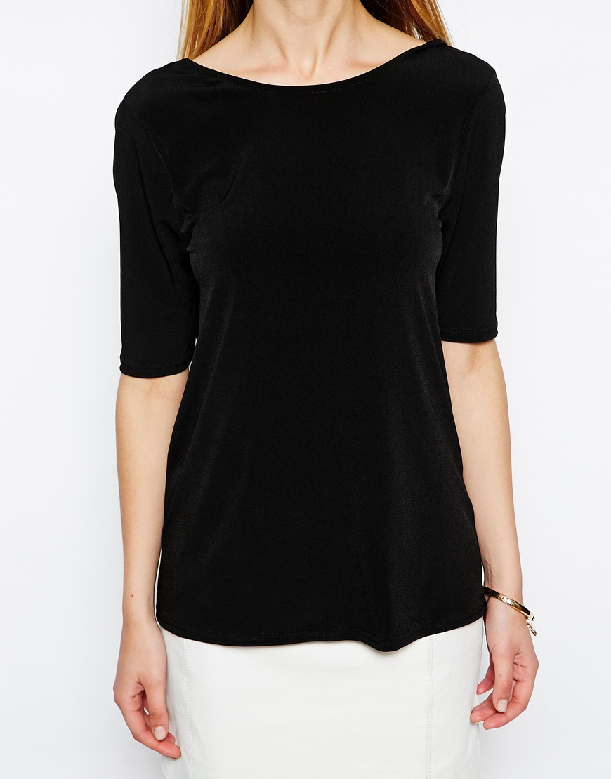 Lyst - ASOS Tunic Top With V Back & Chain in Black
