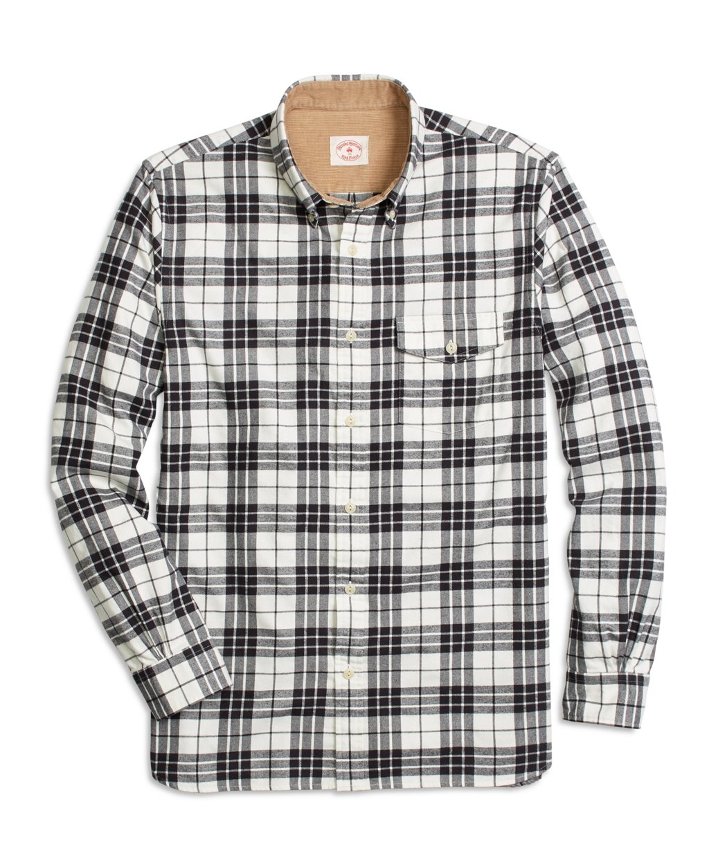 Lyst - Brooks Brothers Black And White Plaid Flannel Sport Shirt in