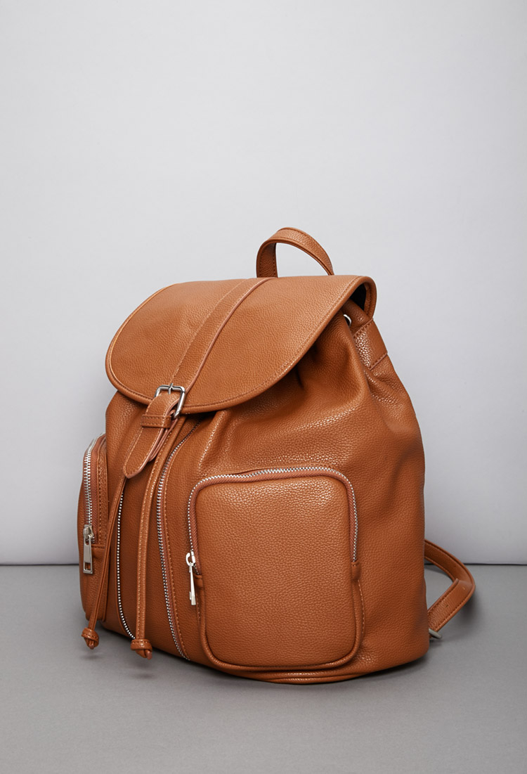 Forever 21 Faux Leather Drawstring Backpack in Brown (TAN) | Lyst
