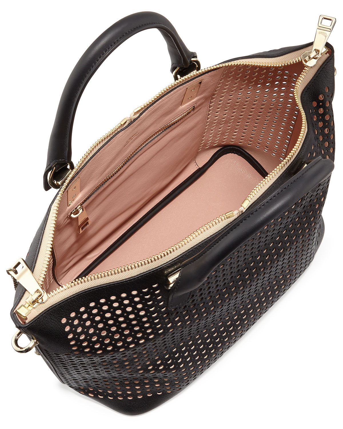 Chlo Baylee Perforated Medium Shoulder Bag Black in Black | Lyst