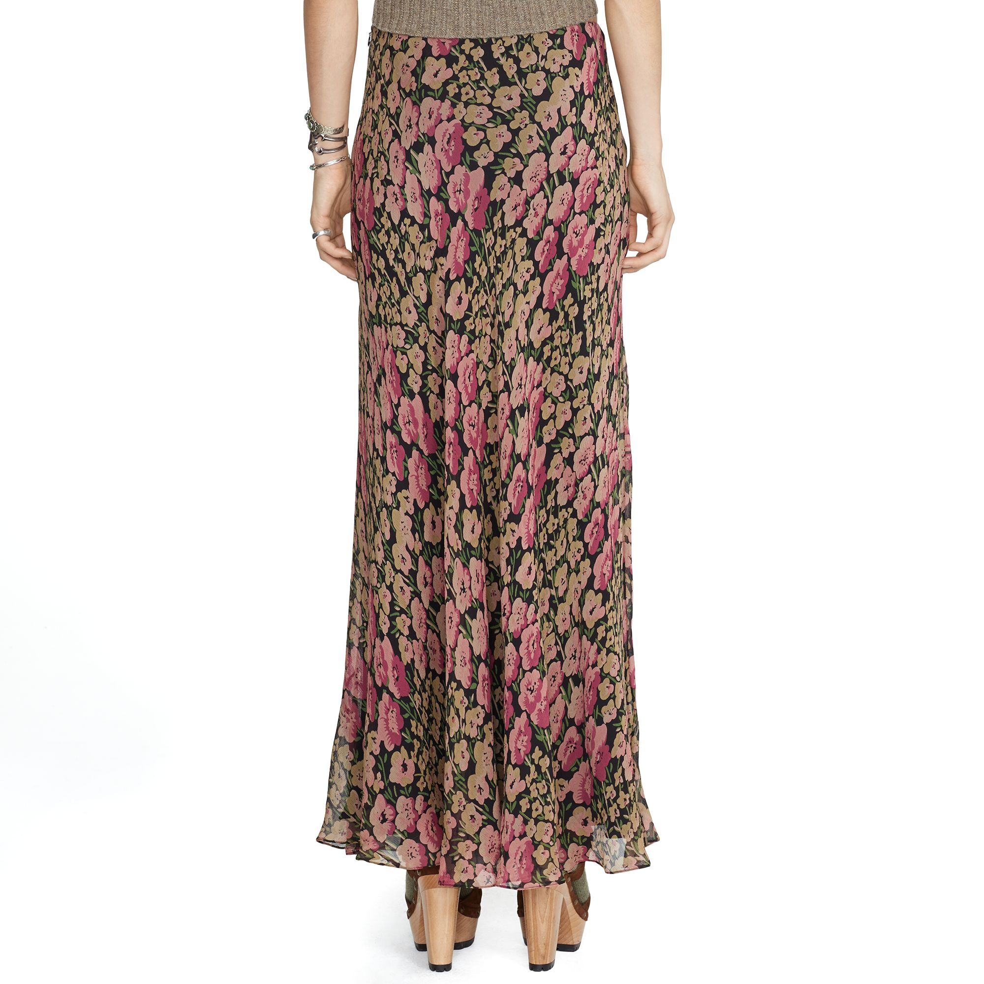 Polo ralph lauren Crinkled Silk Floral Skirt in Floral | Lyst