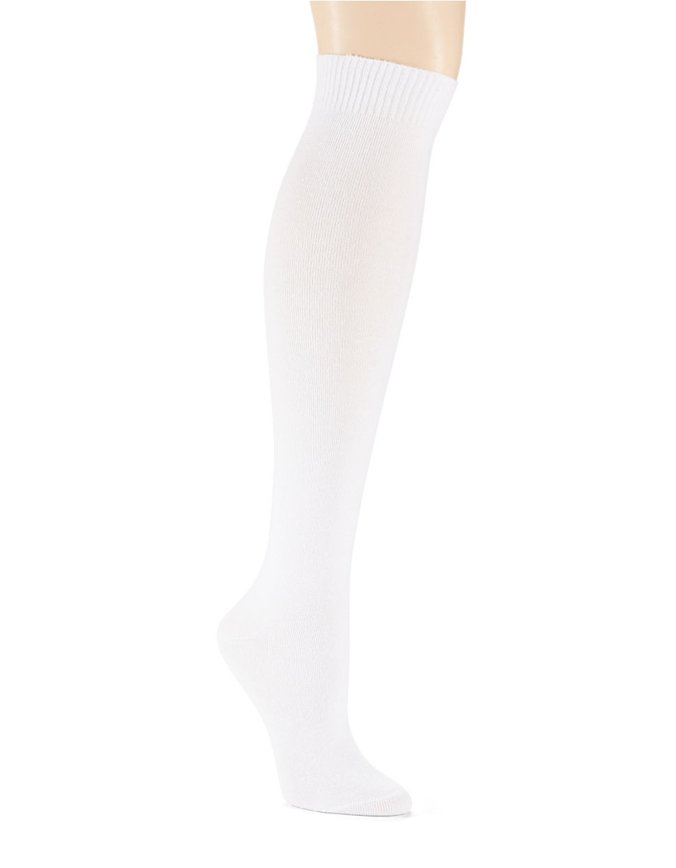 Hue Flat Knit Knee Socks in White | Lyst
