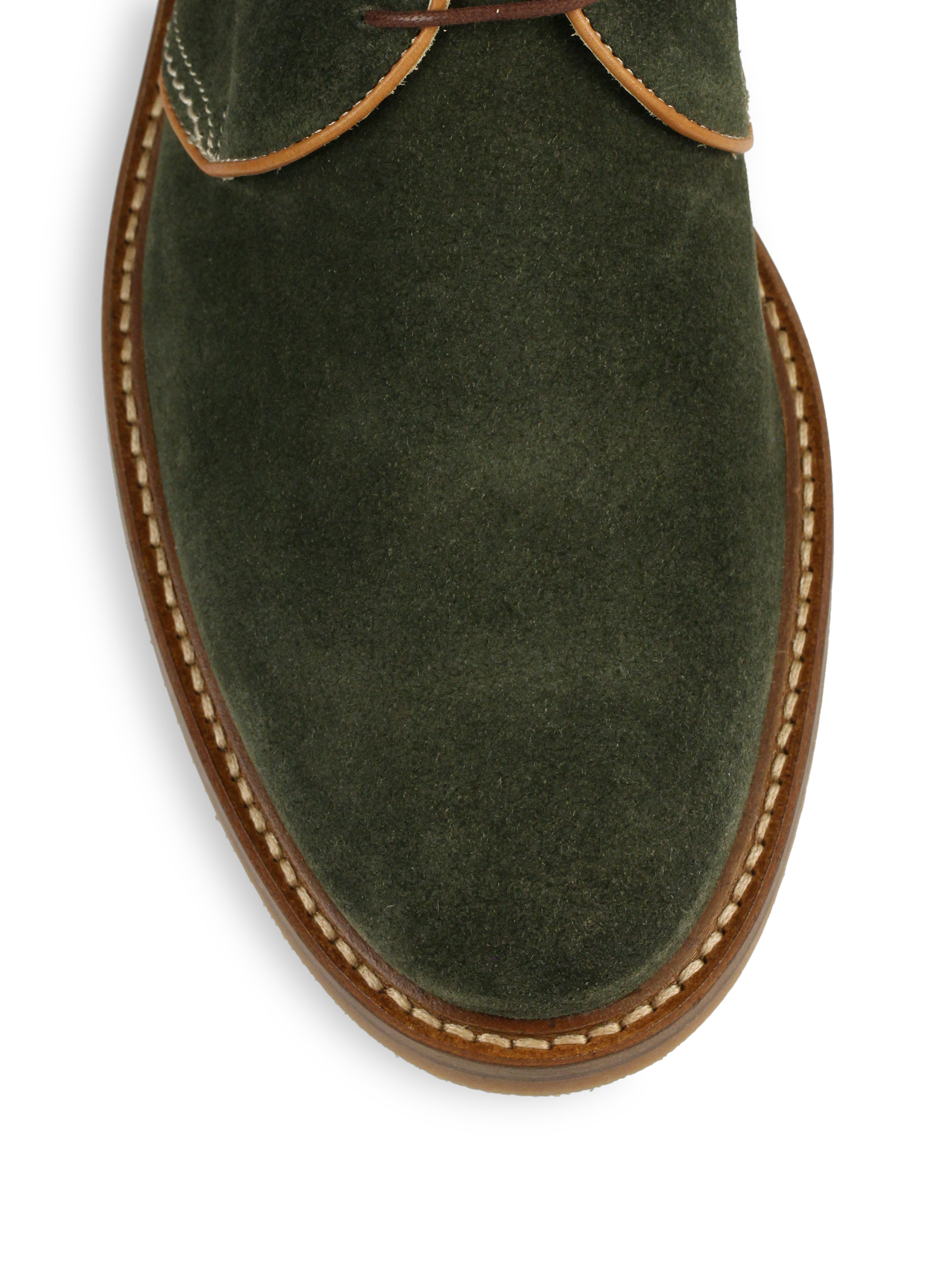 Saks fifth avenue Suede Chukka Boots in Green for Men | Lyst