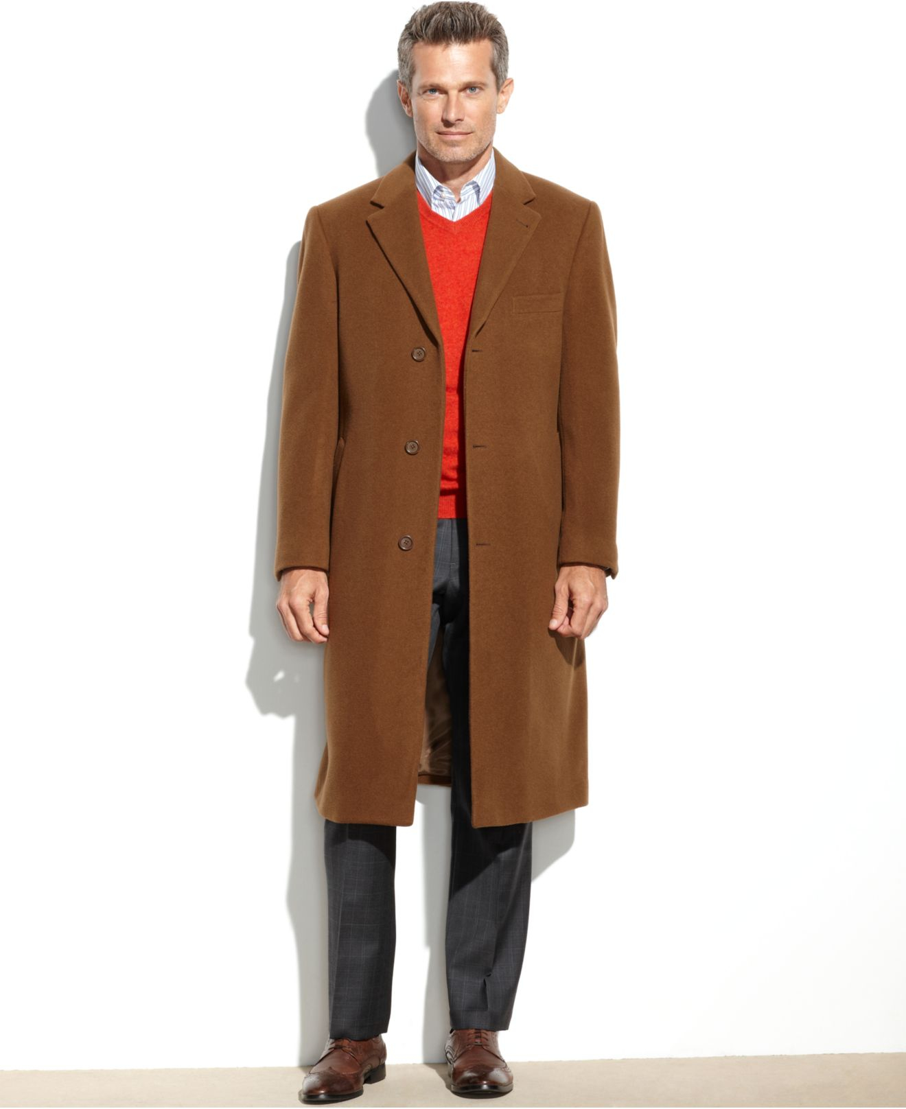 Lyst - Lauren By Ralph Lauren Columbia Cashmere-Blend Overcoat in Brown ...