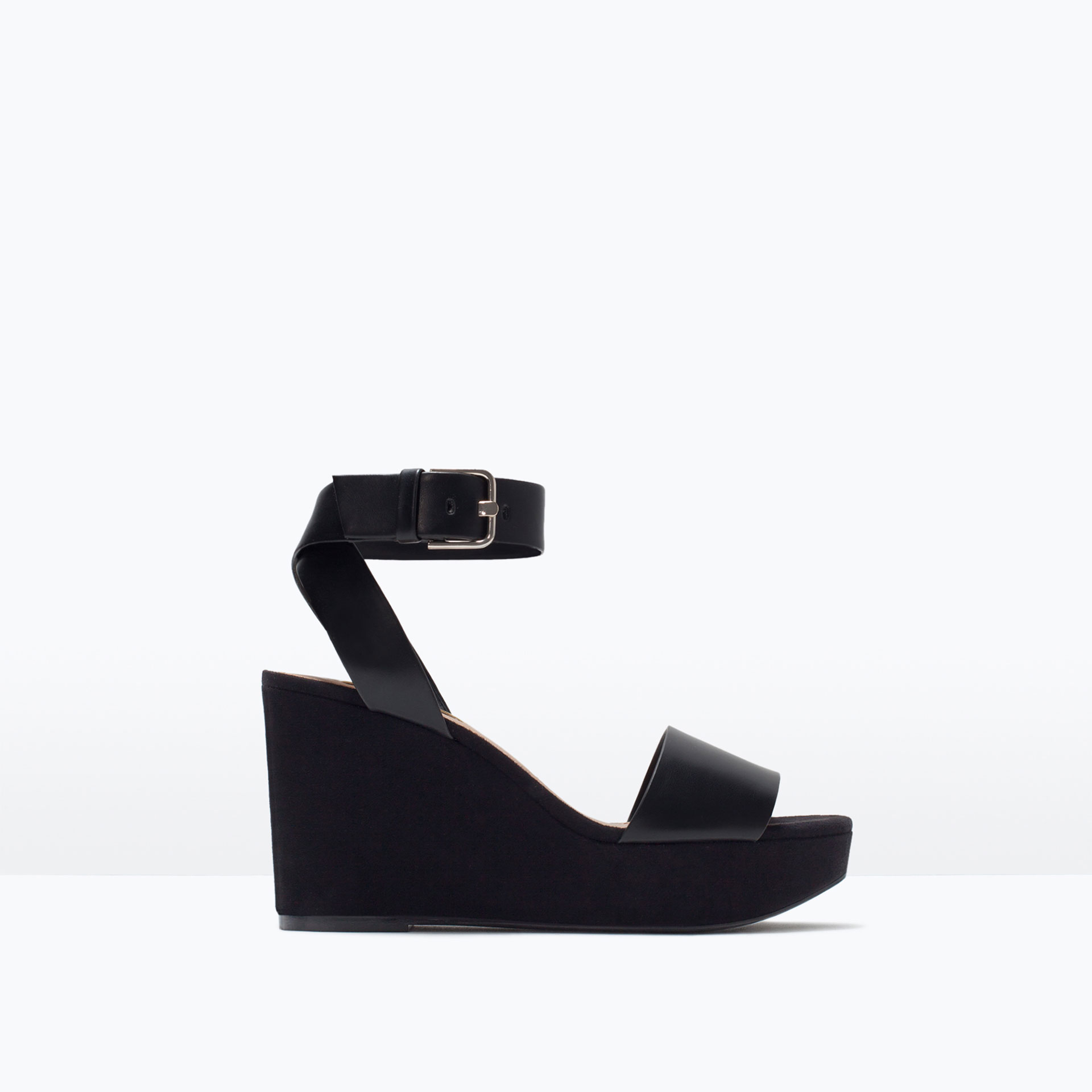 zara leather mini wedges with ankle strap