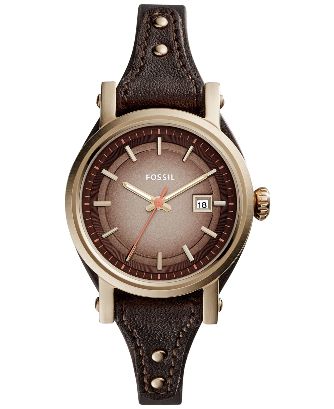 Lyst Fossil Women's Original Boyfriend Brown Leather Strap Watch 30mm