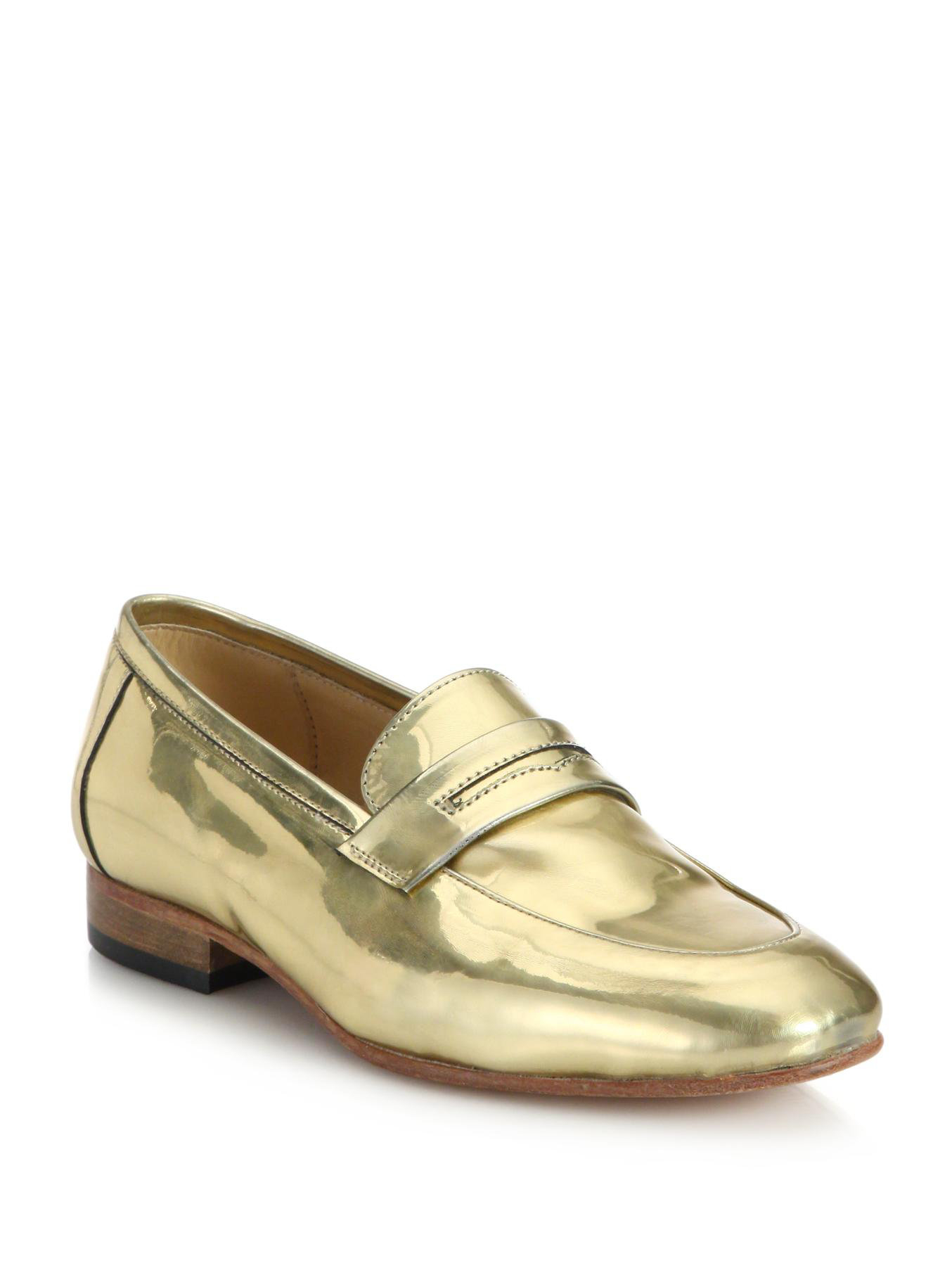 gold loafers dieppa restrepo metallic leather loafers in gold lyst gold loafers dieppa restrepo metallic leather loafers in gold lyst