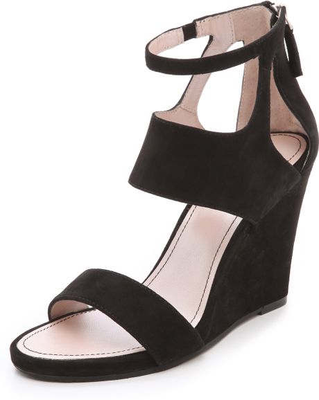 Dkny Hara Wedge Sandals in Black | Lyst