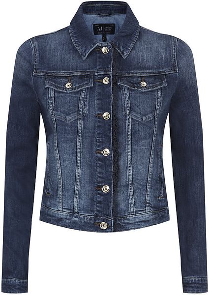 Armani Jeans Lace Trim Denim Jacket in Blue (denim) | Lyst