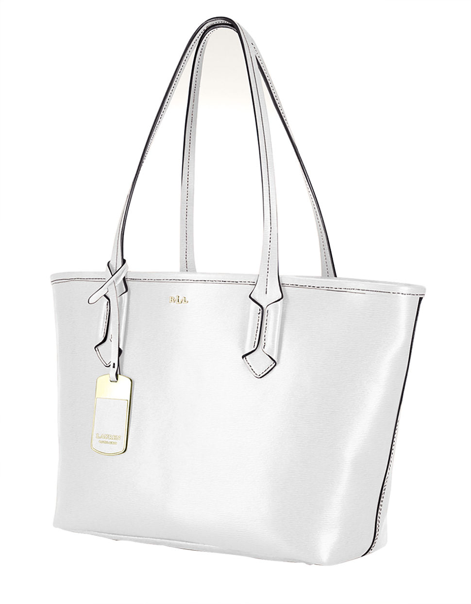 Lyst Lauren By Ralph Tate Leather Per Tote Bag In White Gallery