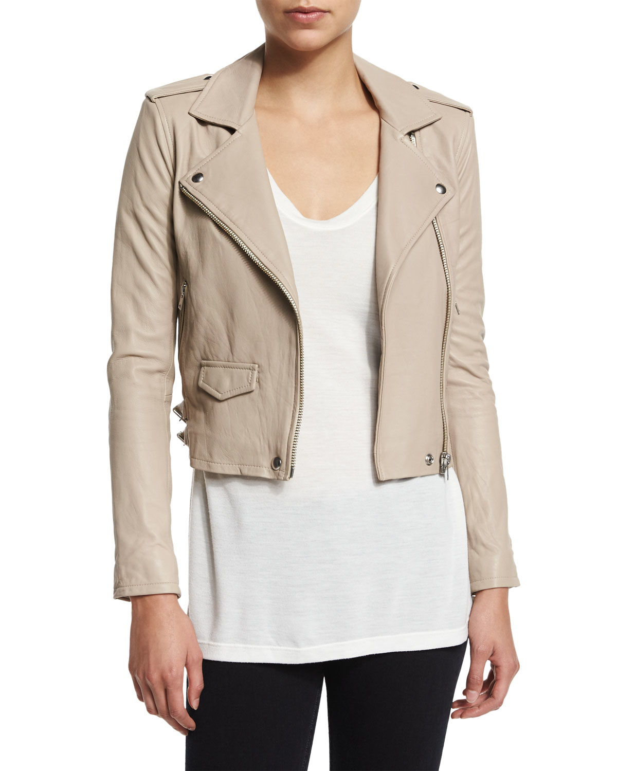 Lyst Iro Ashville Cropped Leather Jacket In Natural Gallery