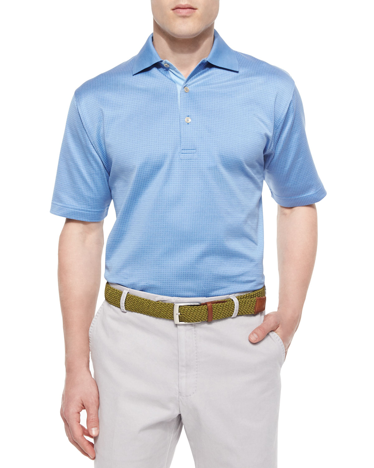 Lyst - Peter Millar Jacquard Lisle-knit Cotton Polo Shirt in Blue for Men