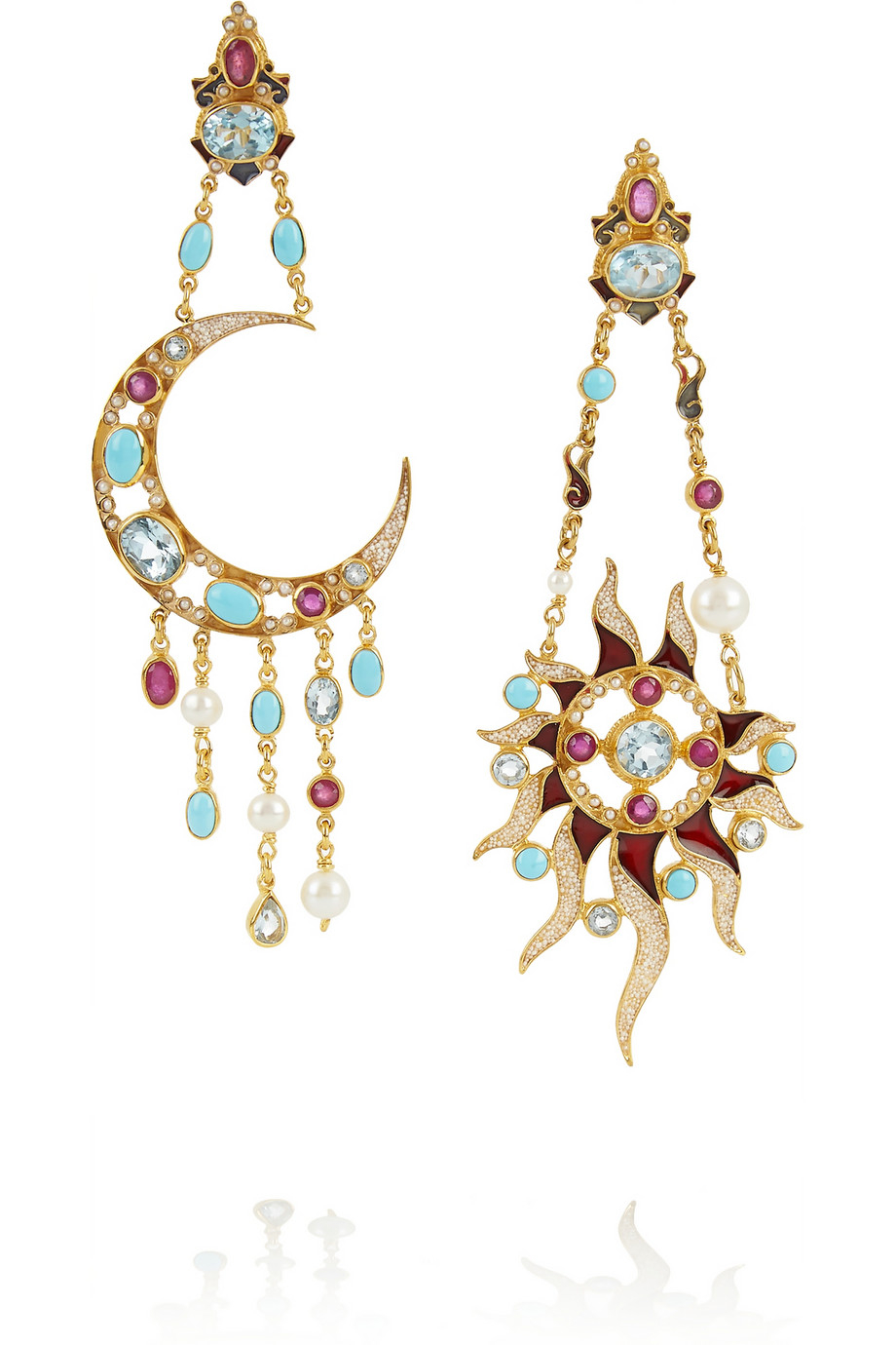 Percossi papi Diego Sun and Moon Goldplated Multistone Earrings in ...