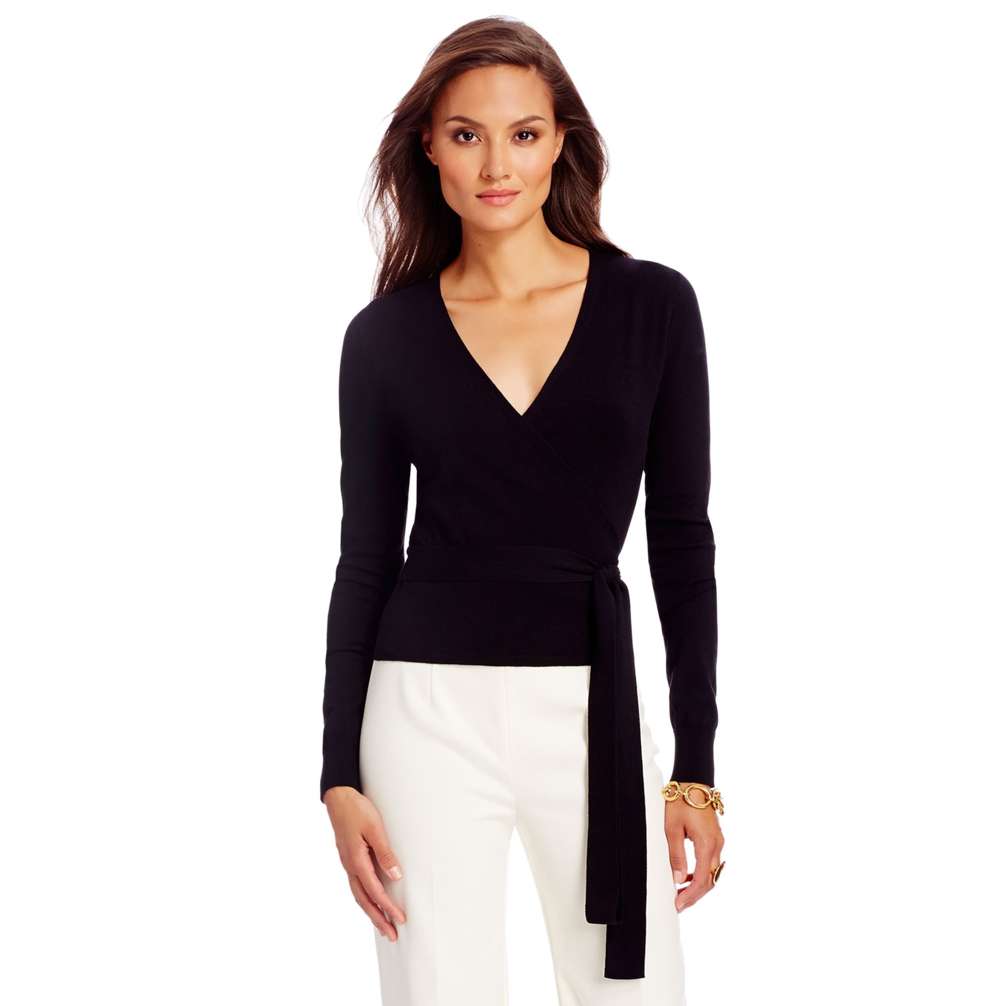 womens black wrap sweater