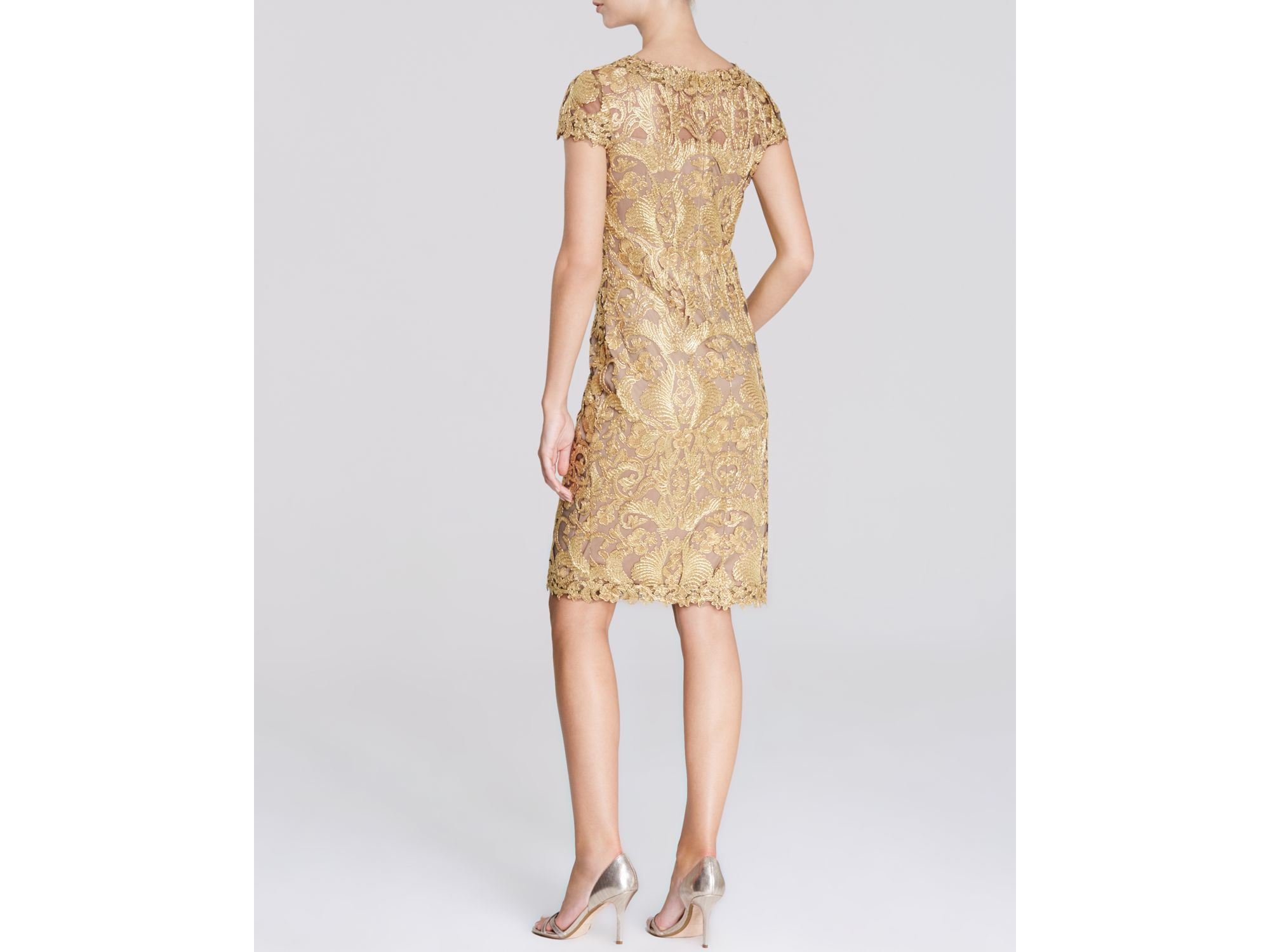 Lyst Tadashi Shoji Dress Cap Sleeve Lace In Metallic Gallery