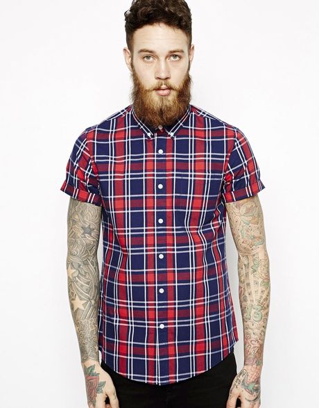 Asos Shirt in Short Sleeve with Tartan Mid Scale Check in Multicolor ...