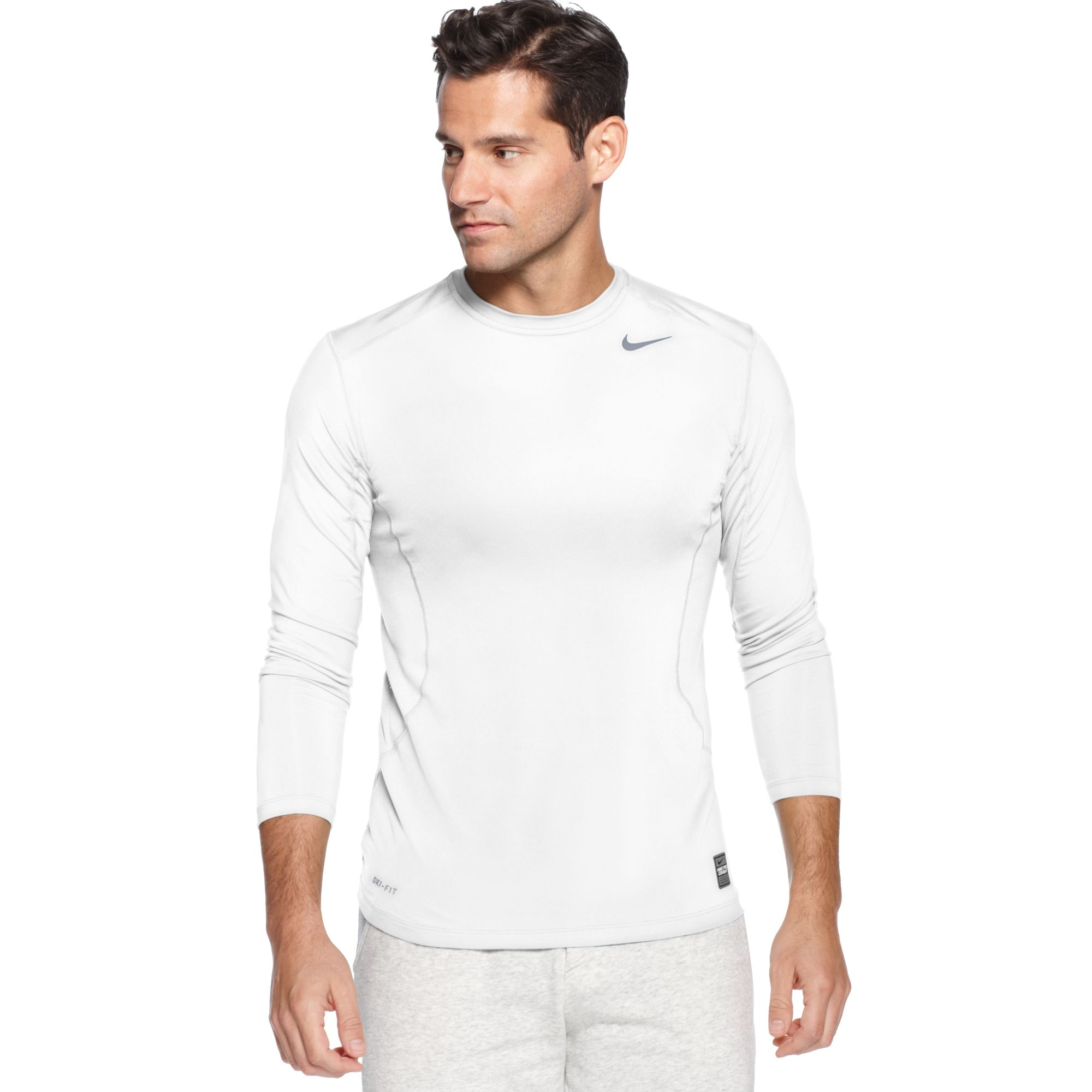 Nike Pro Combat Dri-Fit Fitted Long Sleeve Tee in Blue for Men (white ...