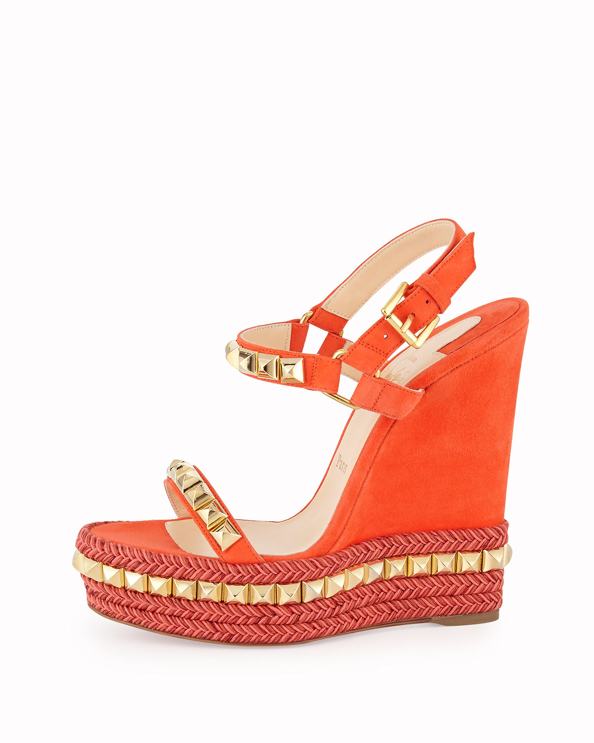 christian louboutins replica - Christian louboutin Cataclou Studded Suede Red Sole Wedge Sandal ...