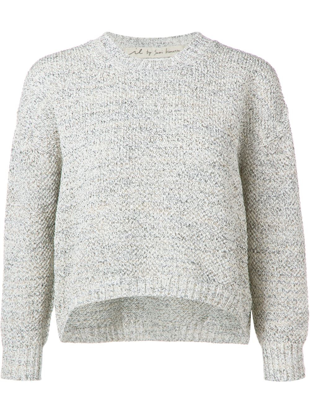 Il by saori komatsu Curved Hem Chunky Knit Sweater in Gray (white) Lyst