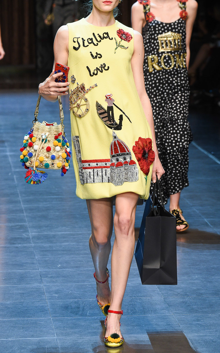 Dolce & gabbana Italia Is Love Embellished Shift Dress in Yellow Lyst
