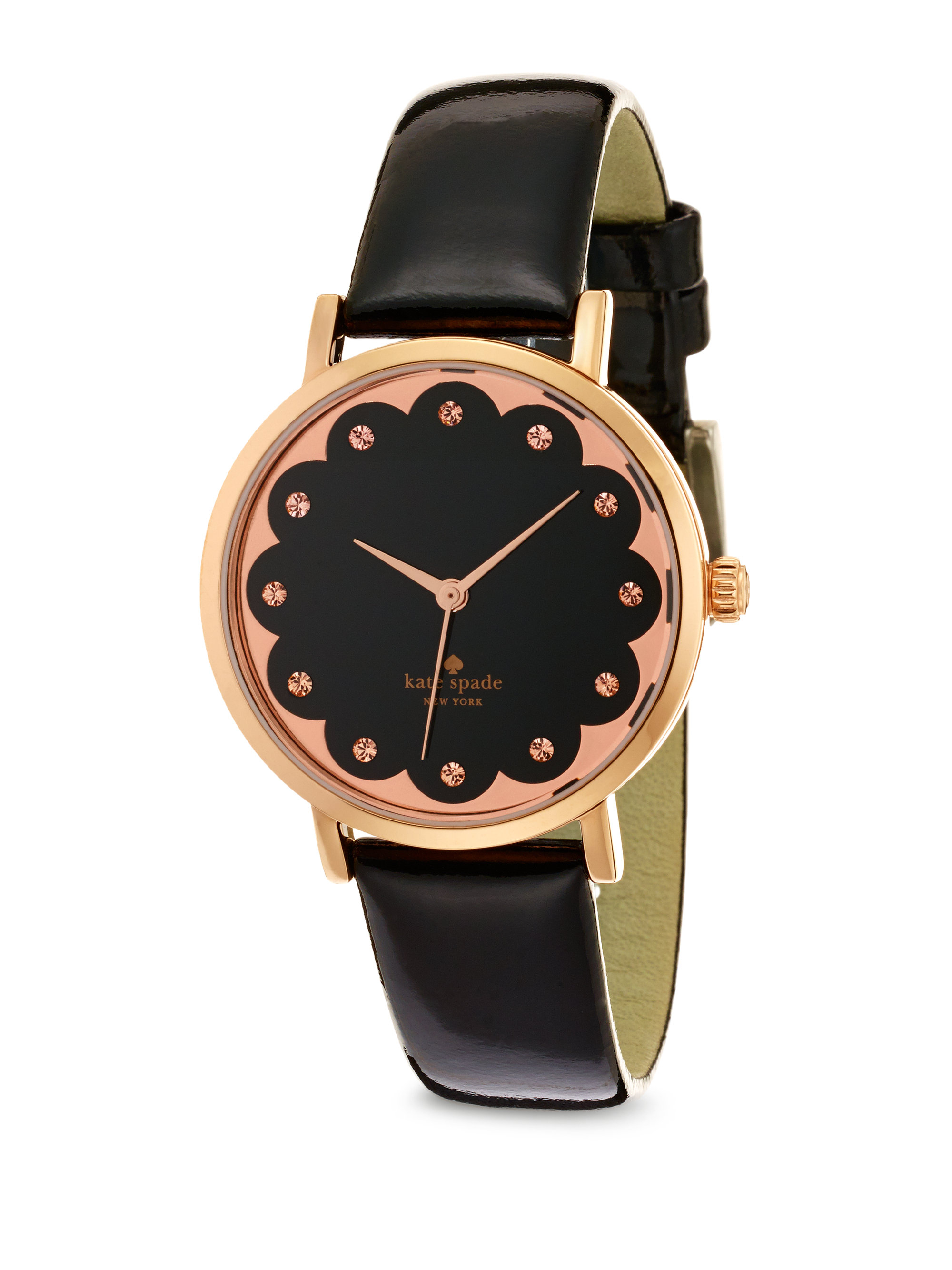Kate spade Scalloped Dial Metro Watch, 34mm in Black | Lyst