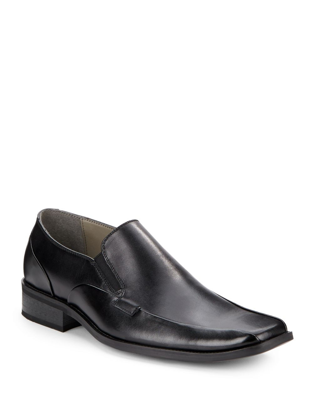 Lyst - Steve Madden Kevlar Leather Square-Toe Loafers in Black for Men