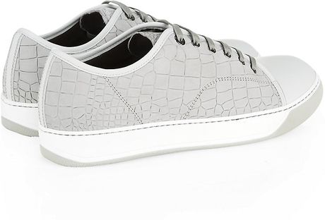 Lanvin Crocodile Embossed Leather Sneaker in Gray for Men | Lyst