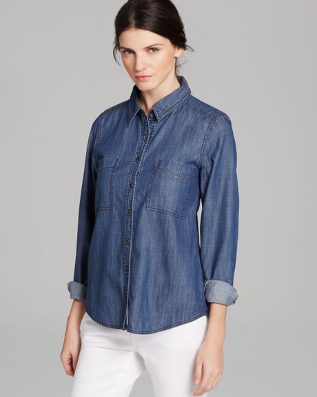 Eileen Fisher Classic Collar Denim Shirt in Blue (Denim) | Lyst